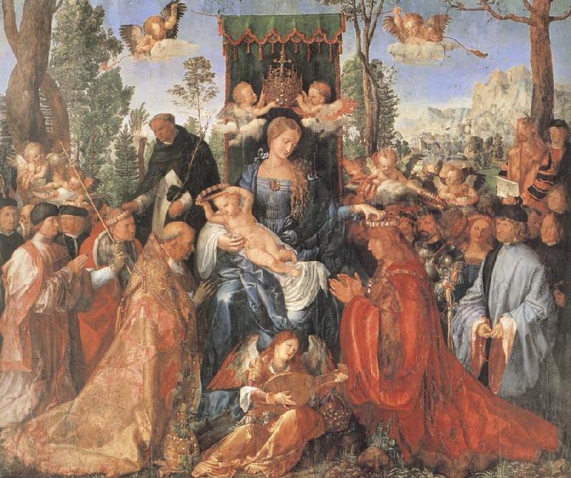 Albrecht Durer The Feast of the rose Garlands the virgen,the Infant Christ and St.Dominic distribut rose garlands